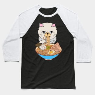 Cat Eating Spaghetti Baseball T-Shirt